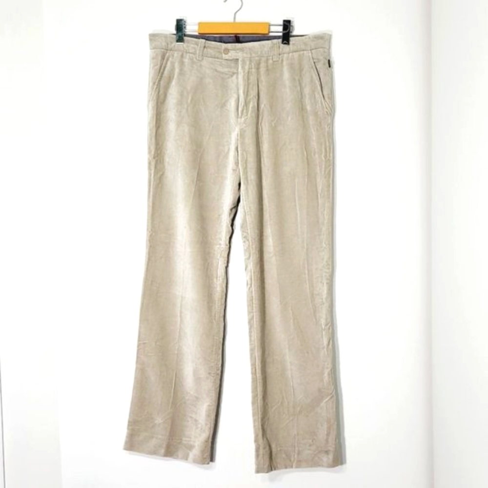 Mexx Cream Velvet Straight Leg Trouser 100% Cotton Pants Slacks Zipper Sz 52Eur